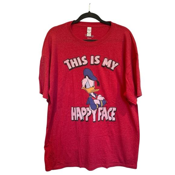 Disney Donald Duck This Is My Happy Face Graphic Short Sleeve T-shirt NEW Large - Picture 1 of 5